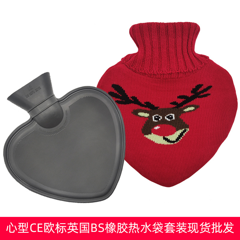 En stock lindo en forma de corazón mano más caliente bolsa de agua portátil creativo llenado de inyección de agua bolsa de agua caliente moda portátil bolso caliente al por mayor