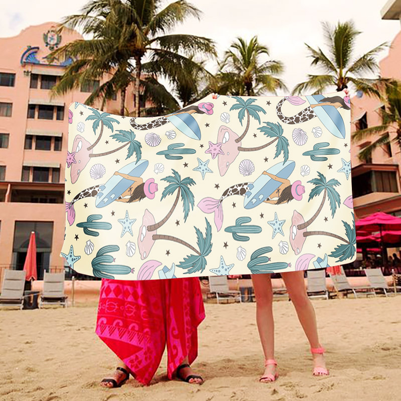 Toalla de baño de playa bohemia Impresión digital multifunción de microfibra de secado rápido Toalla de playa absorbente