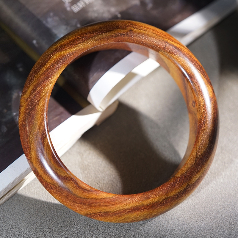 海南黄花梨海黄降香黄檀木手镯女贵妃镯复古文艺手环气质女款手饰