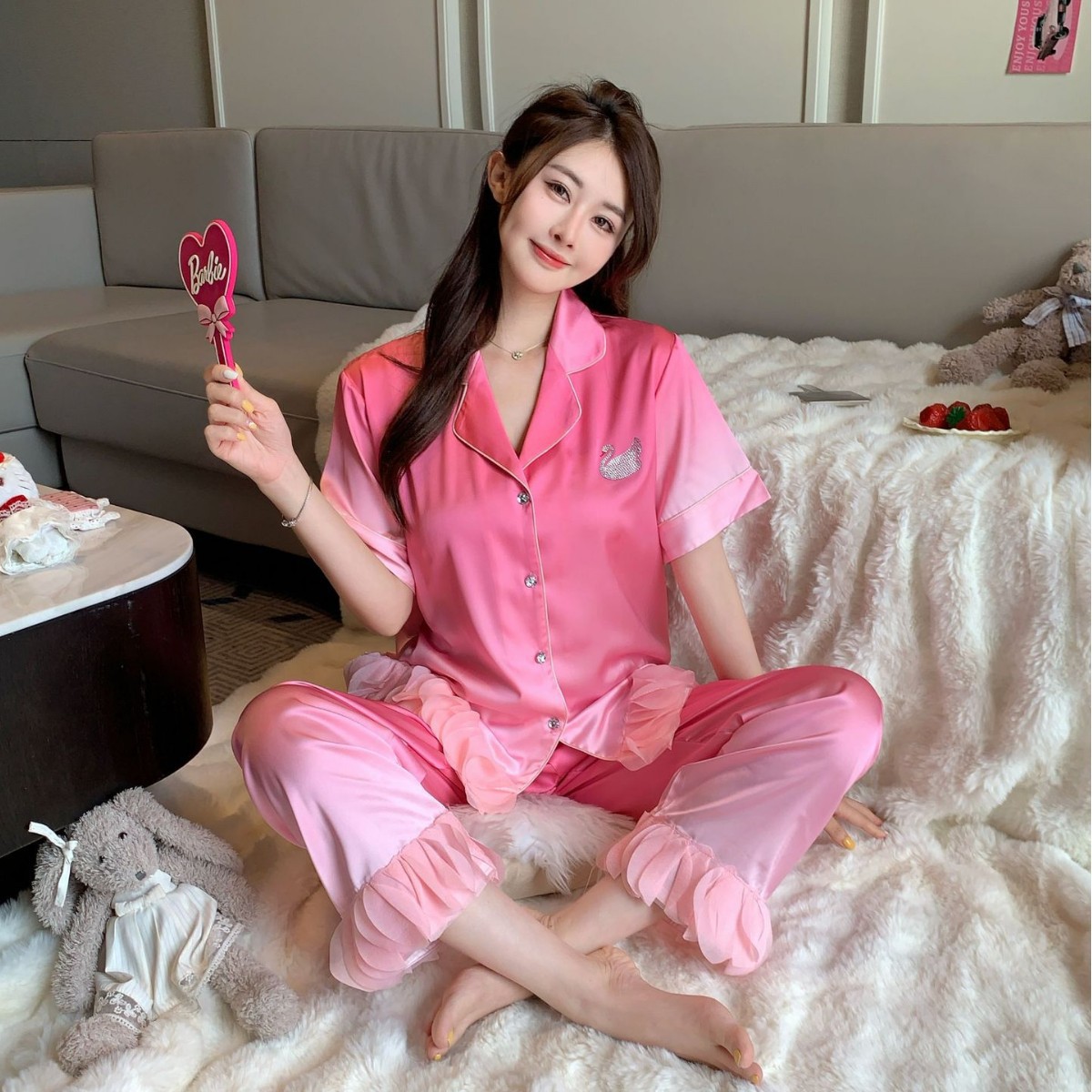 그라데이션 핑크 숏앤롱 세트