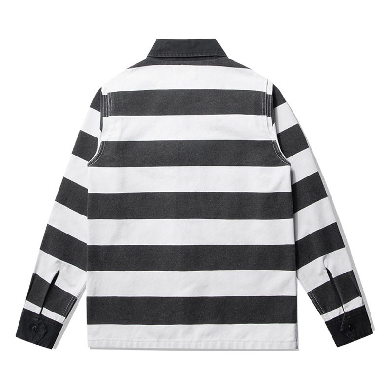 OKONKWO 16oz pesado prisionero rayas chaqueta gruesa lona motocicleta chaqueta capa ameikaji