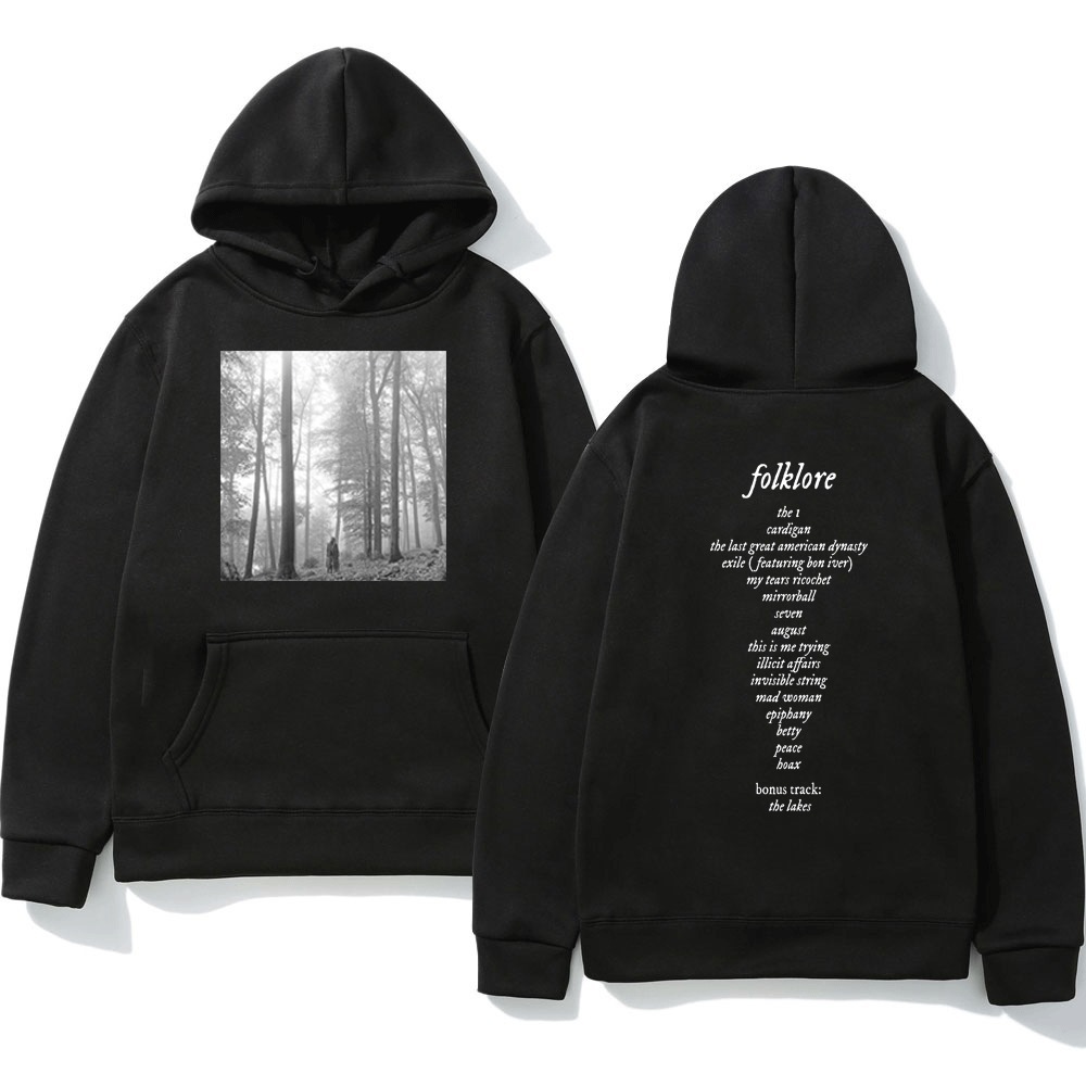 Taylor Pullover Music Album Folklore Print Hooded Sweatshirt