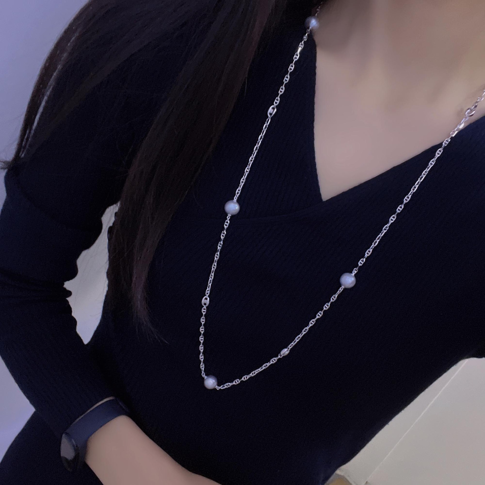 S925����ins�糤�����������ʻҵ�ˮ���鳤�����߼����ﶬë����