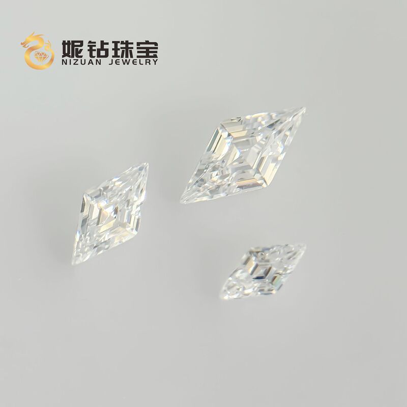 Zircon Manufacturer Directly Supplies Rhombus Zircon White Pointed Bottom Synthetic Gemstone Loose Stone 3*6-5*10mm Inlaid with Special Shape