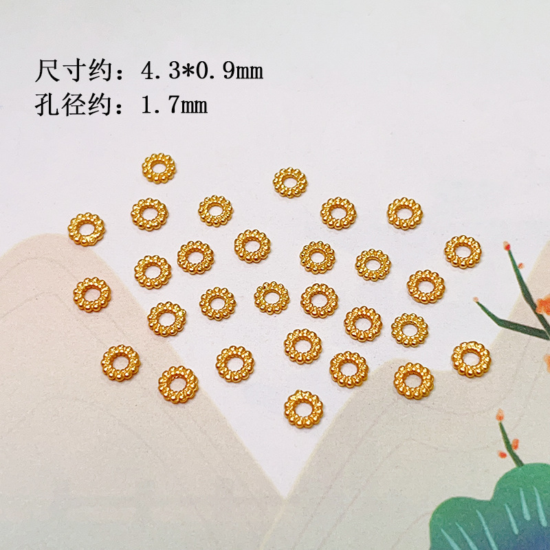 S925 Silver Gold Plated Straight Tube Snowflake Spacer Disc Coin Bead Flash Bead Bracelet Necklace Wen Play Beaded Accessories