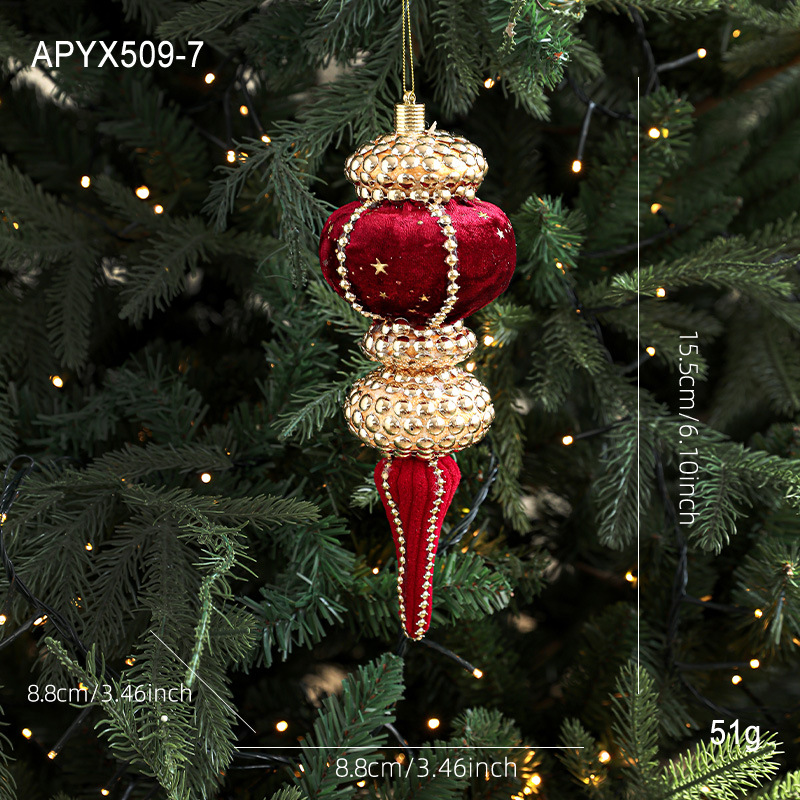 Espuma roja transfronteriza adornos navideños colgantes de árbol de Navidad dorados esquinillas de alta calidad tela de perla decoración de atmósfera