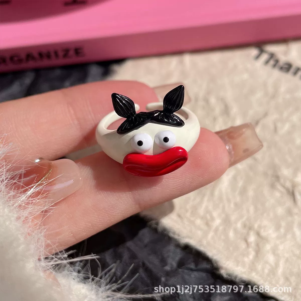 Cute cartoon one size ring, funny monster for elementary school students for beloved