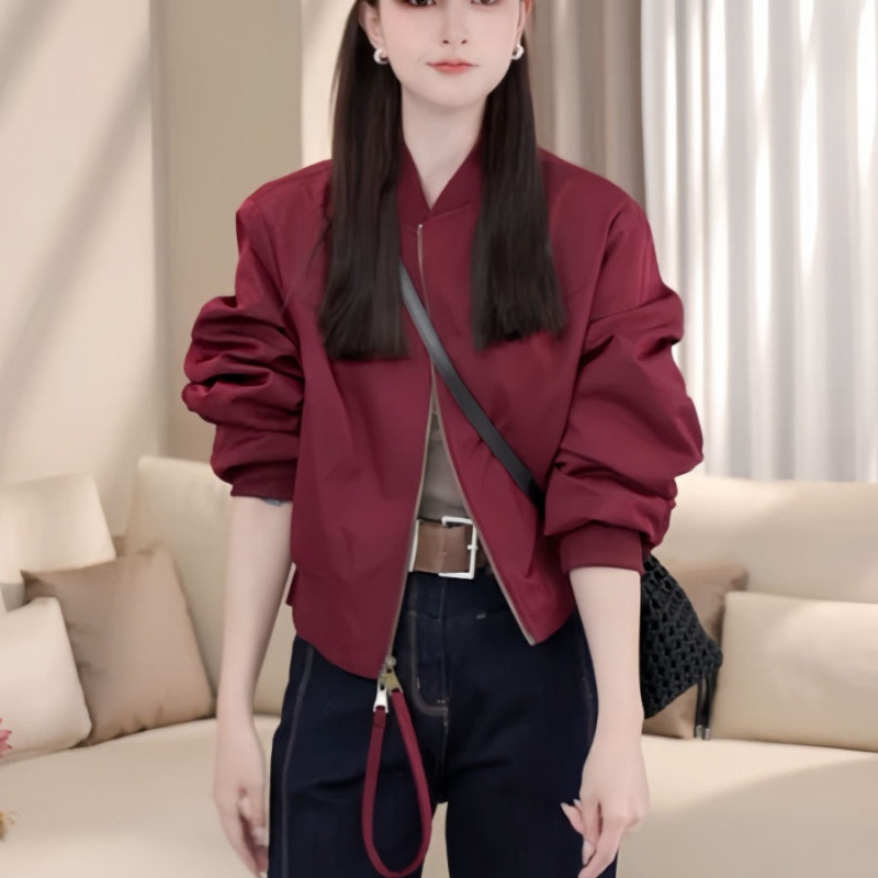 European-Style Fashionable Baseball Jacket for Women 2025 Autumn Petite Loose Casual Jacket Top