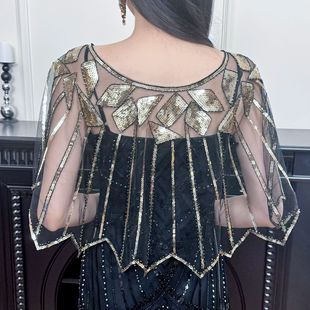 Cross-Border Amazon Sequined Shawl for Women, European and American Lace Thin Dress, Short Beaded Vest for Outer Wear
