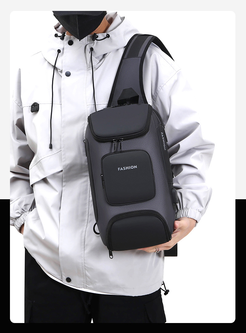 Men's chest bag, crossbody bag, men's fashionable and casual crossbody bag, crossbody backpack, single-shoulder bag, cross-border men's bag, chest bag, trendy undefined