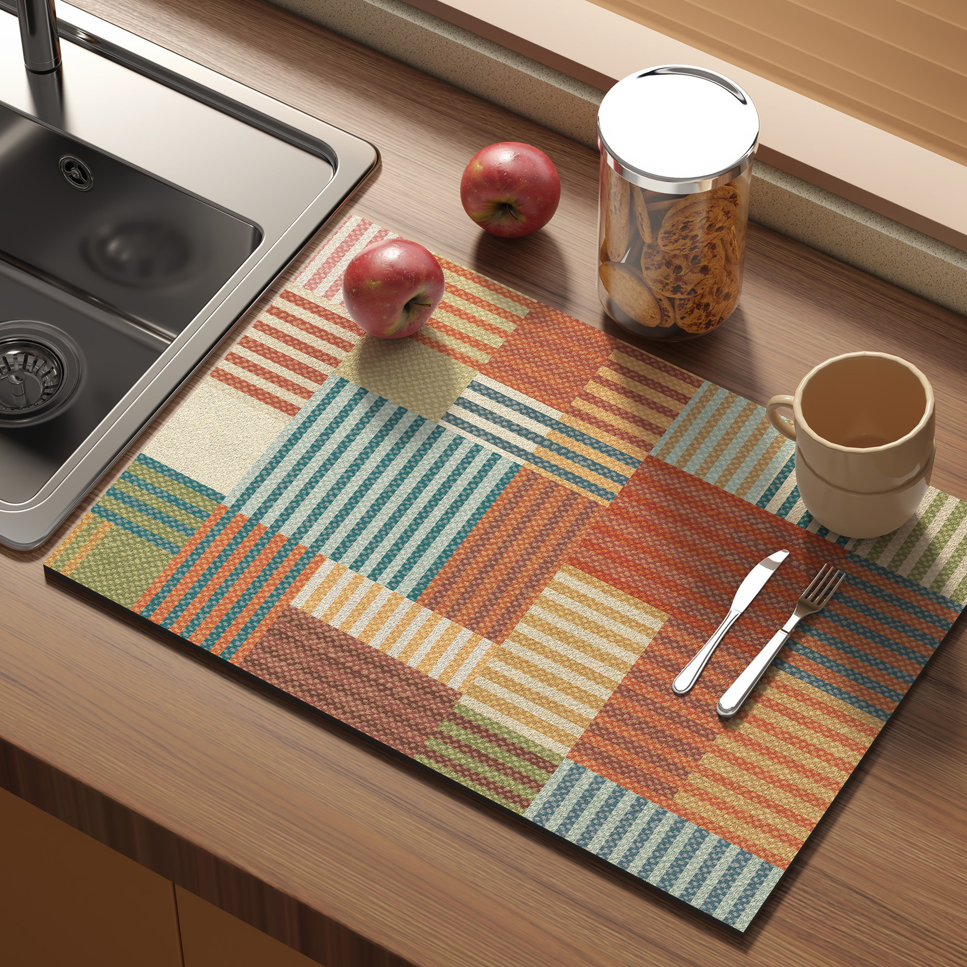 Cocina retro cojín de drenaje cojín antideslizante mesa de comedor cojín de aislamiento térmico resistente al desgaste cojín de barro de diatomas de absorción de agua de secado rápido