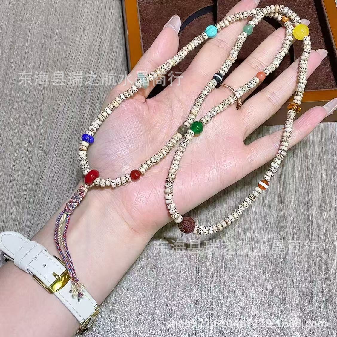 原创新款星月菩提多圈手链项链两用搭配玛瑙一线天黄玉青金石橄榄