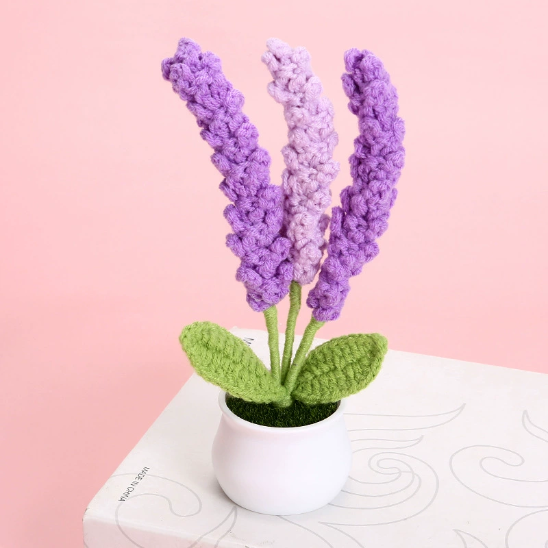 Wool woven woven lavender potted small safflower small daisy potted office home small decoration manual simulation flowers
