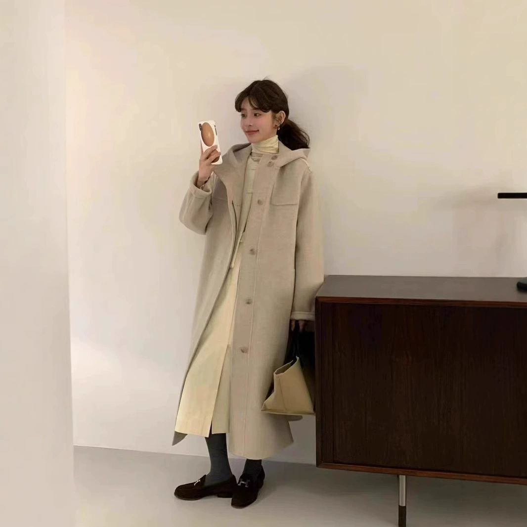 Egg Южная Корея Донгдэмун Яичный дом зимний новый двухсторонний бархат с капюшоном премиум-класса повседневная дикая длинная шерсть