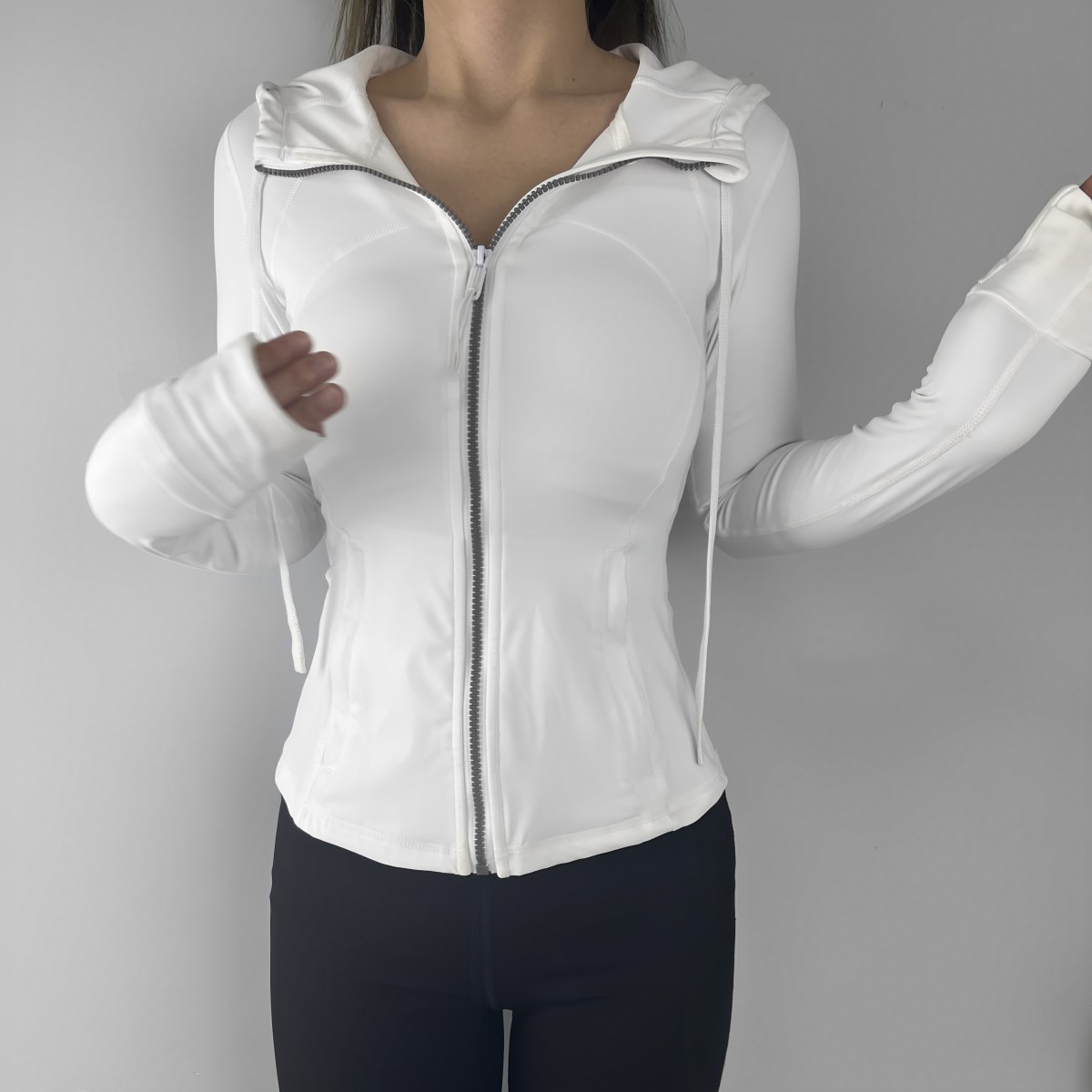 White - hooded [gray zipper]