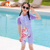 Elegant birds children Swimsuit new pattern girl Cartoon unicorn Conjoined Swimwear Quick drying Sunscreen Swimming suit wholesale