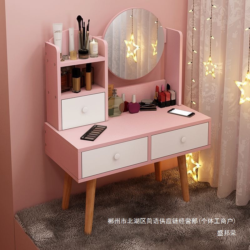 Fábrica directa pequeña ventana flotante simple tocador pequeño dormitorio de alquiler de la mesa de maquillaje nórdica espejo