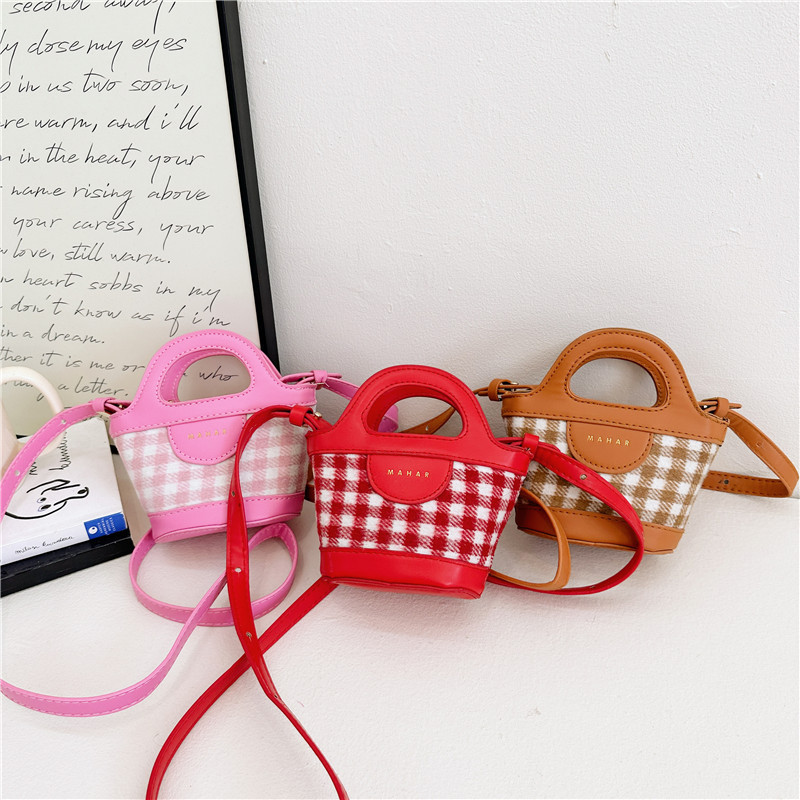 Bolso infantil estilo 2025, mini bolso de mano a cuadros para bebé, monedero retro elegante para niña