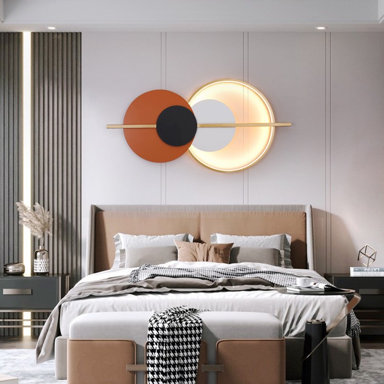 Sofá cabecera lámpara de cama iluminación de fondo de la pared de la atmósfera del dormitorio lámpara de pared sala de estar decoración de fondo creativa simple
