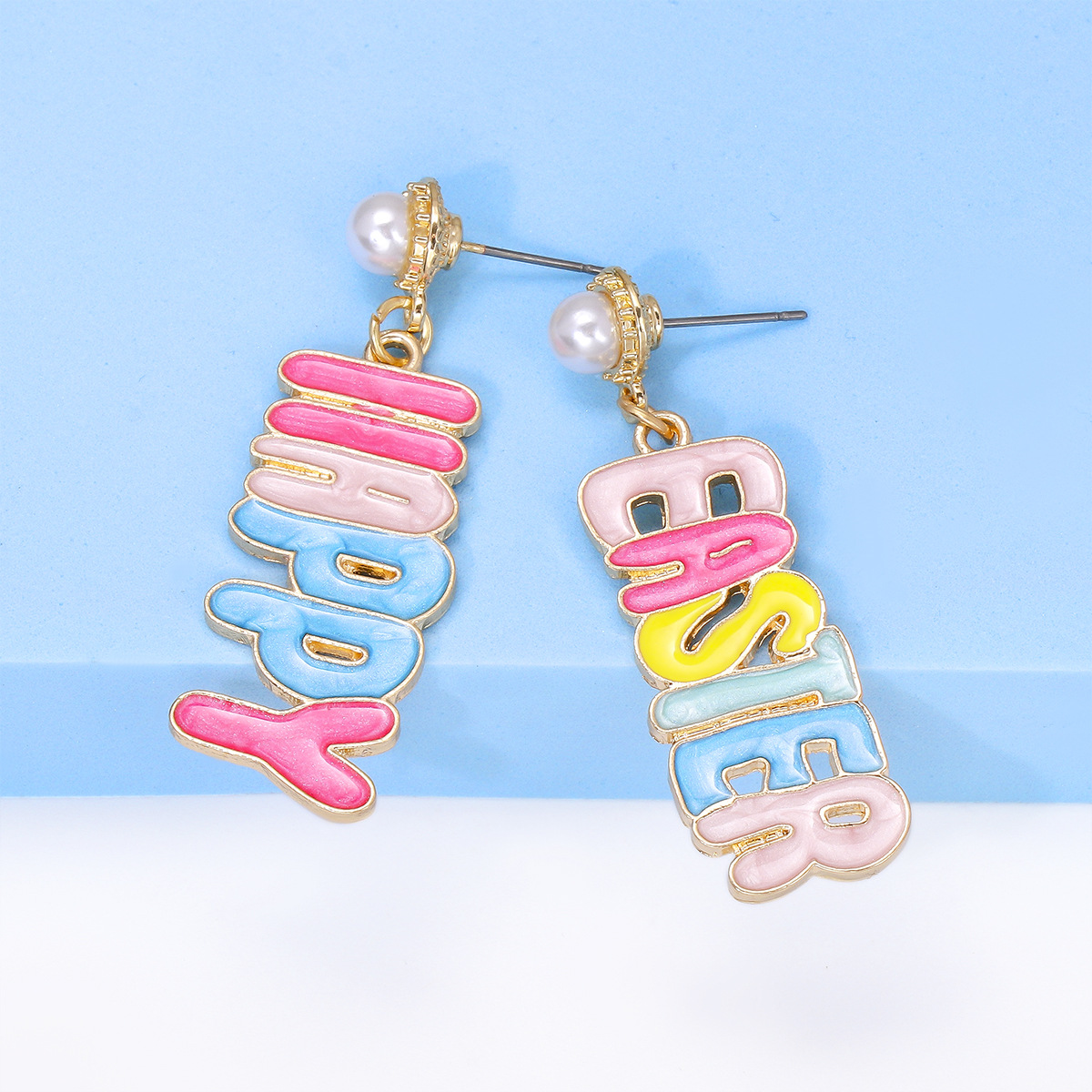1 Pair Cute Sweet Letter Enamel Alloy Drop Earrings display picture 7