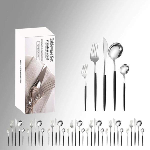 Black and silver [40-piece set] white simple box