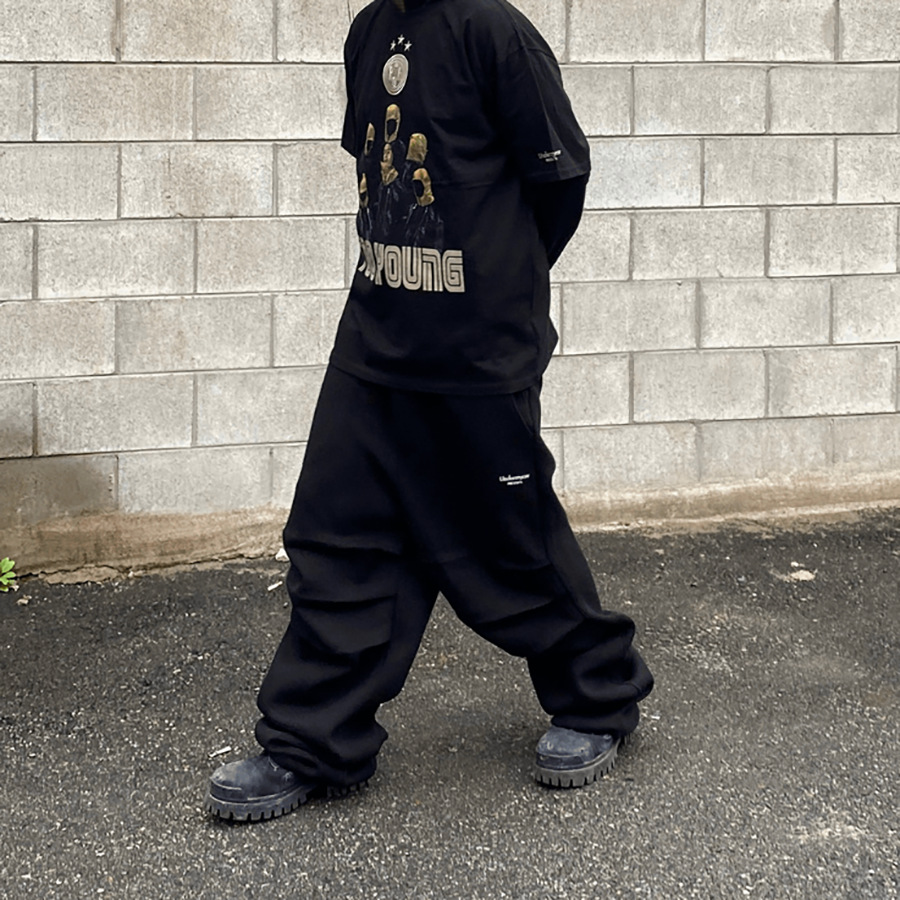 Street hip Undermycar logotipo LOGO letras bordadas pulsadas elásticas pantalones largos relajados pantalones de piernas casuales