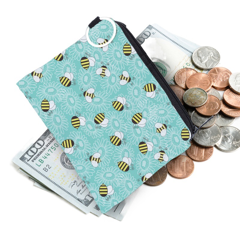 Amazon nueva abeja Linda impresa monedero impermeable portátil de almacenamiento personalizado titular la tarjeta caso clave