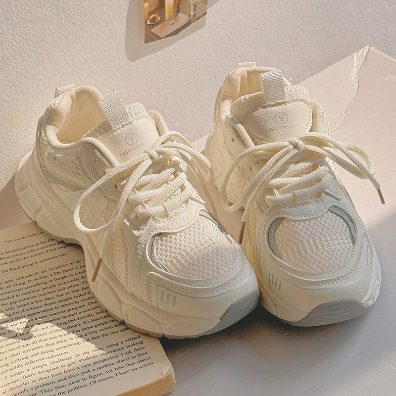 Женские обувь Dad shoes 2025 новый летний сезон дышащие белые кроссовки сетчатая обувь Uber F2418 доставка в одну часть
