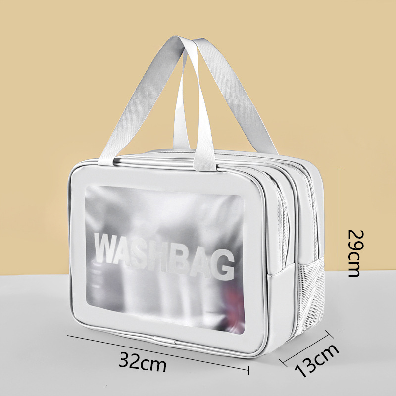 Neceser de Viaje Portátil de Doble Capa de PU Impermeable para Viaje y Baño
