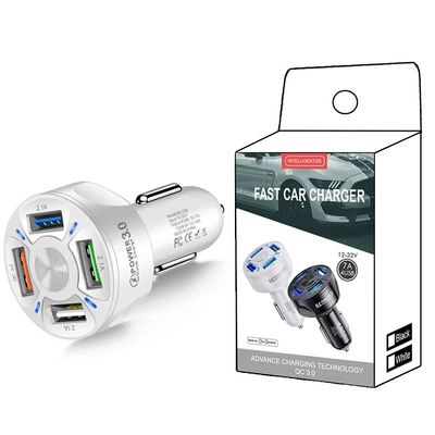 one drag four mobile phone – Mobil şarj cihazları - 358-4usb-white-small-white-box-packaging-no-inner-support