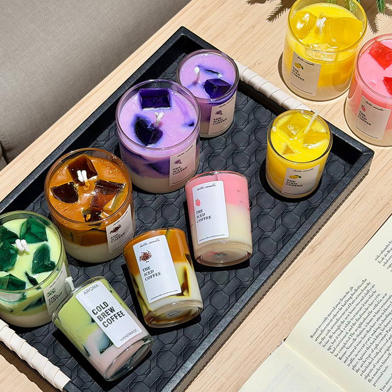 Ice Coffee Scented Candle Souvenir Gift Birthday Latte Coffee Candle Creative Fragrance Smokeless Handmade Candle