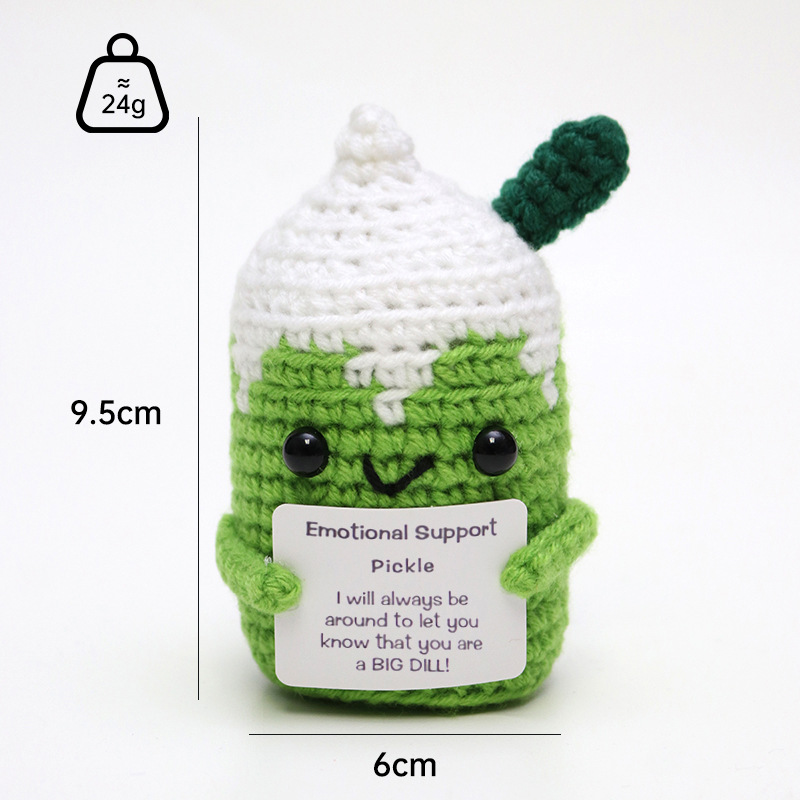 手作りかぎ針編みキュウリ毛糸編みキュウリニット野菜果物人形ストラップ正エネルギー表情バッグ置物