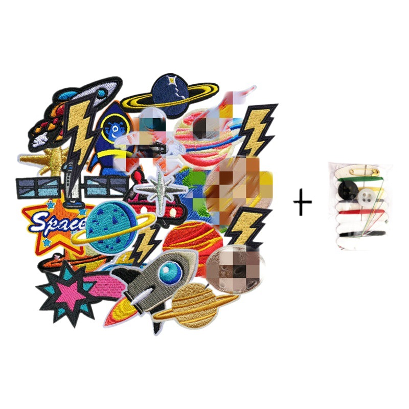Planeta de dibujos animados pegatinas de tela pegatinas parche relámpago pegatinas calcomanías de ropa bordado de la computadora pegatinas Amazon AliExpress suministro transfronterizo