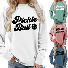 pickle ball印花圆领女士上衣卫衣外贸货源秋冬外套休闲宽松欧码