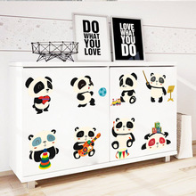創意新品兒童房卧室客廳背景裝飾品貼畫 卡通熊貓自粘pvc牆貼批發