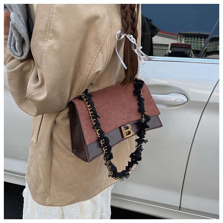 包包女2025秋冬新款气质高级质感绣线潮流链条单肩手提包小方包包