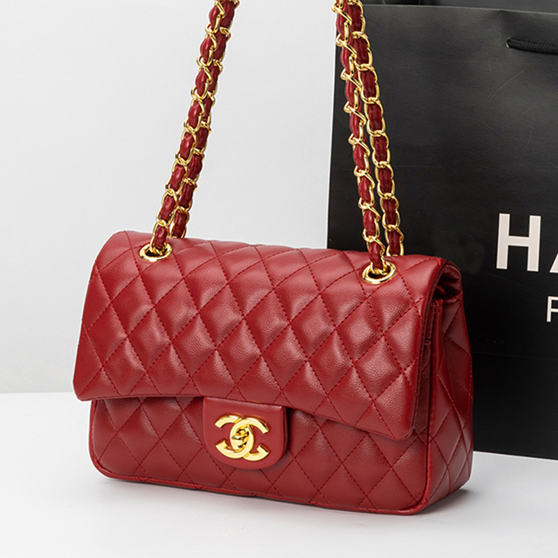 Cross-Border Bag Women's Bag 2025 New Classic Small Fragrance Cf Chain Bag Women's Crossbody Bag Genuine Leather Versatile Quilted Bag Cross-Border Bag Women's Bag 2025 New Classic Small Fragrance Cf Chain Bag Women's Crossbody Bag Genuine Leather Versatile Quilted Bag