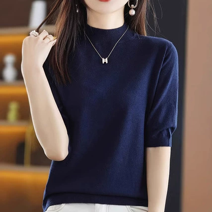 Популярная женская летняя трикотажная футболка-свитер с коротким рукавом от Amazon, повседневная одежда