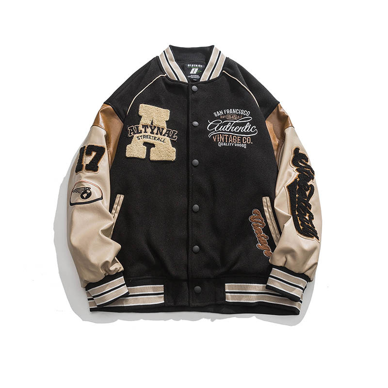 American trendy baseball suit spring and autumn, bf style embroidered jacket for men in street loose_voghion.com