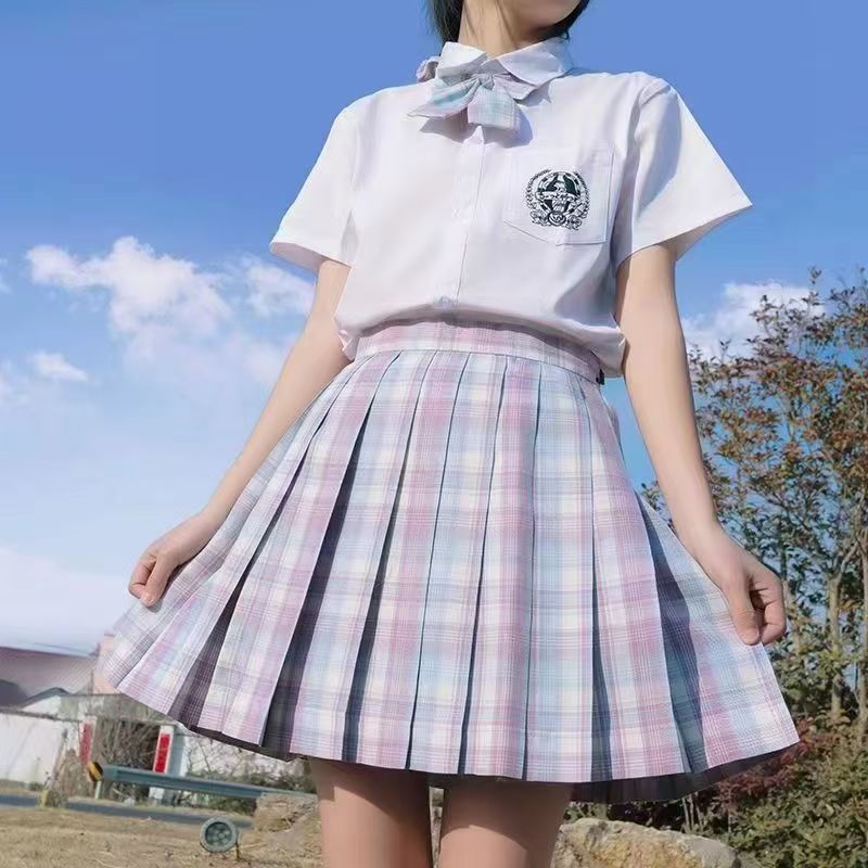 JK 유료 스커트 일본 스타일 스커트 세트 높은 허리 원래 대학 스타일 주름 치마 학생 유니폼 스커트 학교 유니폼 스커트