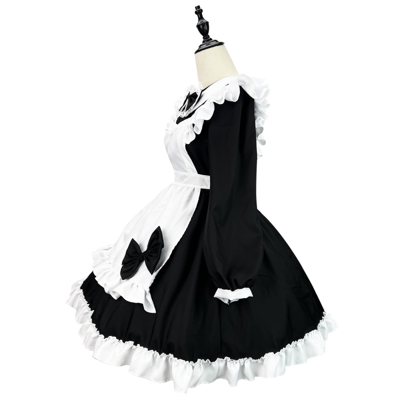 オリジナル超萌え日系白黒メイド服クロスボーダー長袖メイド服コスプレ衣装|undefined