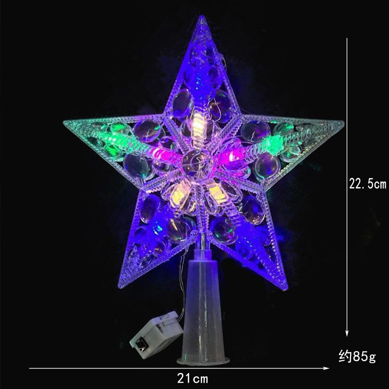 Nuevo árbol de Navidad LED decoración de estrella de luz transparente caja de baterías de color cálido cable de cobre con lámpara de estrella pentagonal transfronteriza