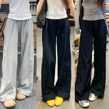 速干工装裤女美式复古百搭阔腿裤夏季新款垂感宽松显瘦休闲运动裤