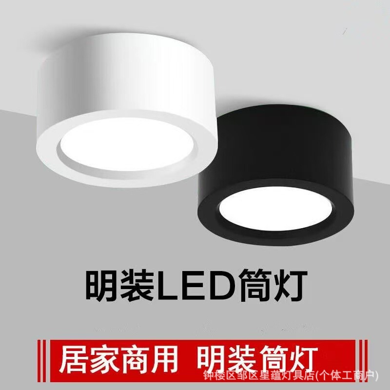 Surface-Mounted Led Downlight, No Drilling Required, for Entryway, Living Room, Bedroom, Corridor, Hallway, Ceiling-Mounted Round Ceiling Light