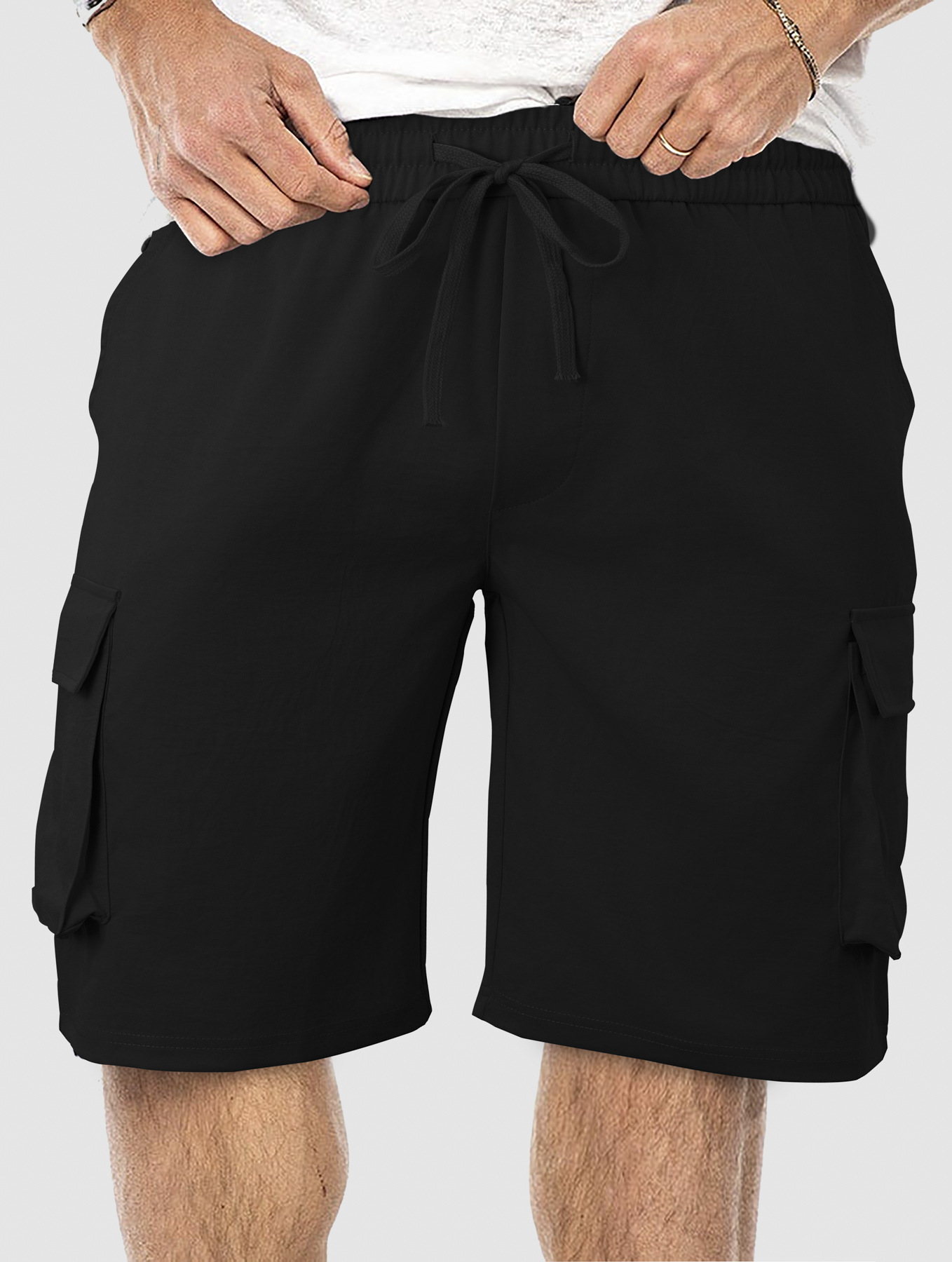 Pantalones cortos de verano europeos y americanos transfronterizos para hombres, fáciles de piel y transpirables, herramientas sueltas, pantalones cortos de playa casuales de cinco puntos con múltiples bolsillos