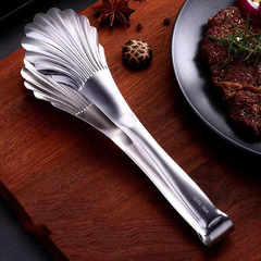 外貿304不鏽鋼食品夾饅頭麵包夾 廚房加長煎魚鏟牛排夾燒烤肉夾子