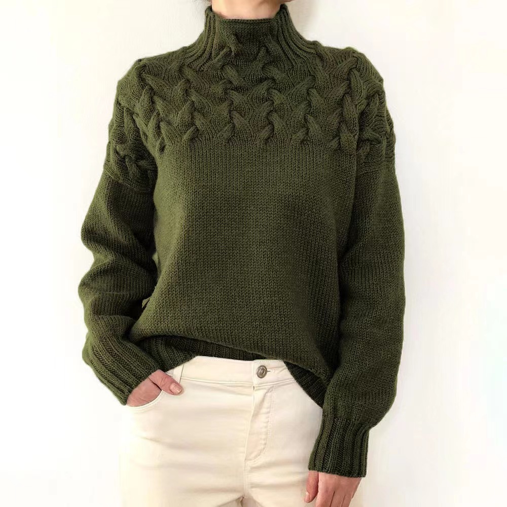 Pull tricoté à manches longues et col haut pour homme et femme, vêtement d'automne et d'hiver_voghion.com