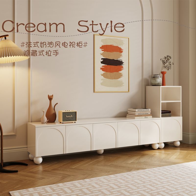 New Cream Color Tv Cabinet Floor-Standing Side Cabinet Living Room Combination Modern Simple Home Small Apartment Storage French Factory