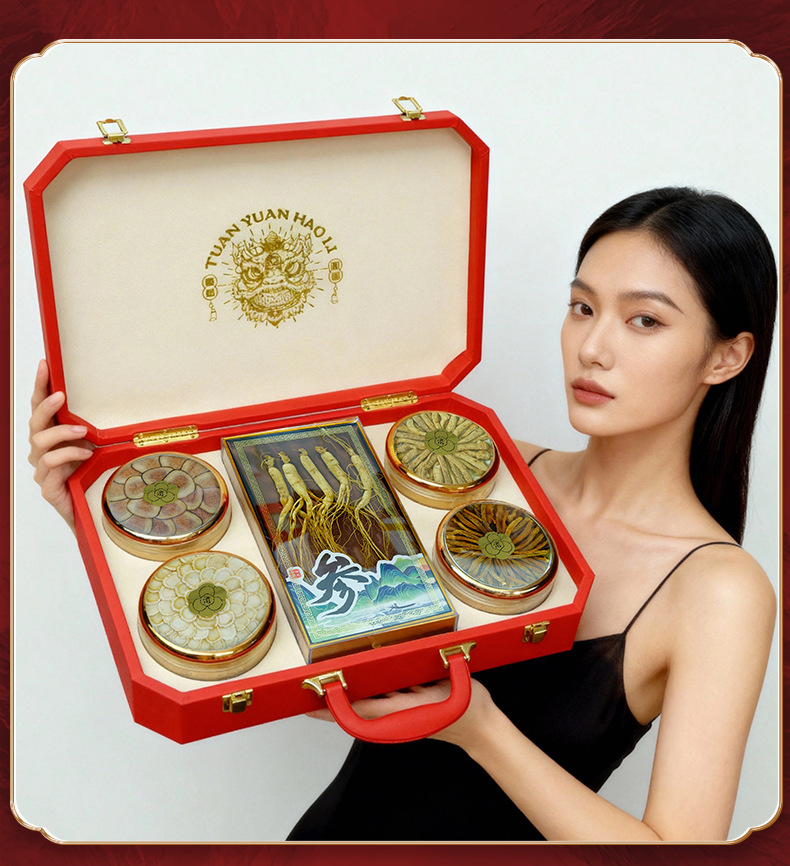Five Treasure Ginseng Gift Box Sliced Linxia Ginseng Jilin Origin Herbal Wellness Gift for Elders specifications