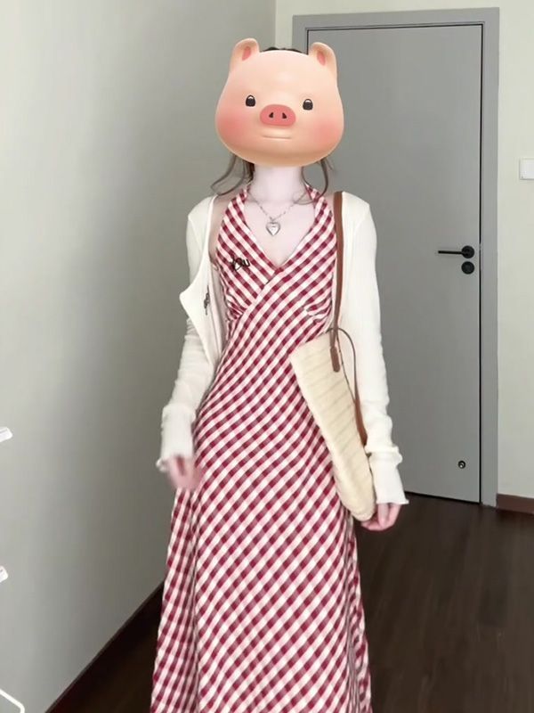 甘いスタイルのホルターネックスカート大きいサイズの女性の夏の薄い日焼け止めカーディガンウエスト痩身ドレス|undefined